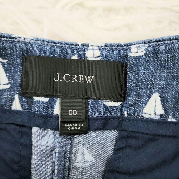 J Crew black label shorts women's size 00 sailboat pattern blue - Picture 3 of 6